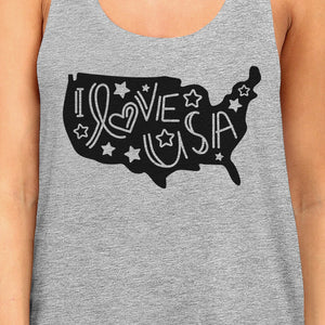 I Love USA Unique America Map Womens Sleeveless Tee For 4th Of July - 365INLOVE