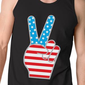 American Flag Cute Peace Sign 4th Of July Tank Top For Men Cotton - 365INLOVE