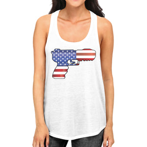 American Flag Pistol Womens Tank Top Gifts For Gun Supporters - 365INLOVE