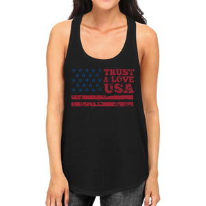 Trust Love USA Womens Black Tank Top Round Neck Line Cotton Tanks - 365INLOVE