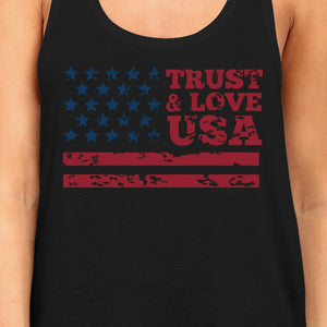 Trust Love USA Womens Black Tank Top Round Neck Line Cotton Tanks - 365INLOVE