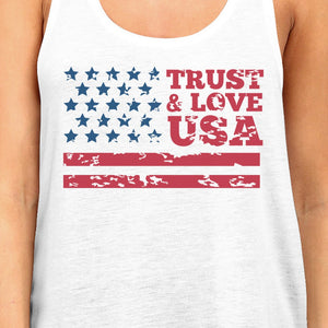 Trust Love USA Womens White Tank Top Round Neck Line Cotton Tanks - 365INLOVE