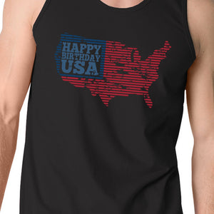 Happy Birthday USA Mens Black Sleeveless Tshirt Funny 4 Of July Tee - 365INLOVE