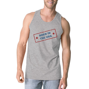 Born In The USA Gray Unique Graphic Tank Top For Men Gift Ideas - 365INLOVE