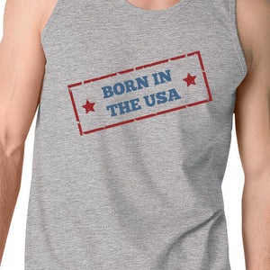 Born In The USA Gray Unique Graphic Tank Top For Men Gift Ideas - 365INLOVE