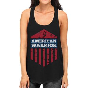 American Warrior Womens Black Crewneck Graphic Tanks Gift For Her - 365INLOVE