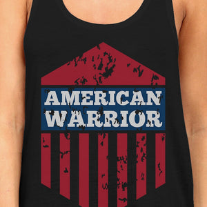 American Warrior Womens Black Crewneck Graphic Tanks Gift For Her - 365INLOVE