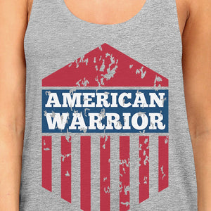 American Warrior Womens Gray Crewneck Graphic Tanks Gift For Her - 365INLOVE