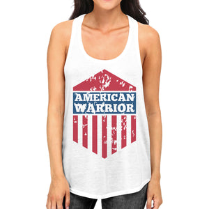 American Warrior Womens White Crewneck Graphic Tanks Gift For Her - 365INLOVE