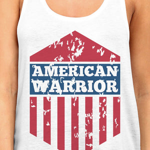 American Warrior Womens White Crewneck Graphic Tanks Gift For Her - 365INLOVE