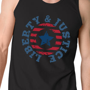Liberty & Justice Black Sleeveless Tee 4th Of July Tank Top For Men - 365INLOVE