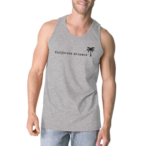 California Dreaming Mens Grey Sleeveless Lightweight Cotton Tanks - 365INLOVE