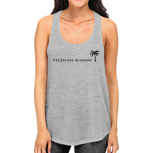 California Dreaming Womens Grey Sleeveless Lightweight Cotton Tank - 365INLOVE