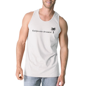 California Dreaming Mens White Tank Top Lightweight Summer Shirt - 365INLOVE