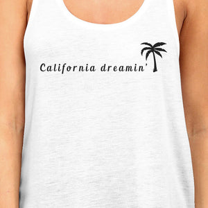 California Dreaming Womens White Tank Top Lightweight Summer Shirt - 365INLOVE