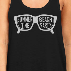 Summer Time Beach Party Womens Black Tank Top