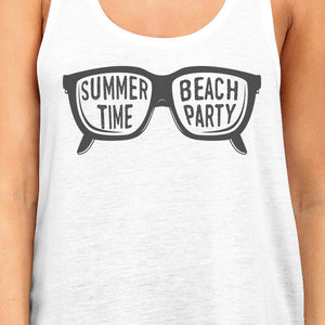 Summer Time Beach Party Womens White Tank Top