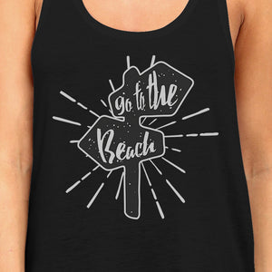 Go To The Beach Womens Black Tank Top