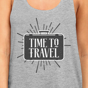 Time To Travel Womens Grey Tank Top