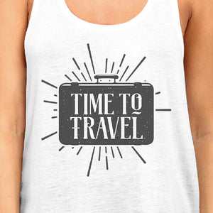 Time To Travel Womens White Tank Top