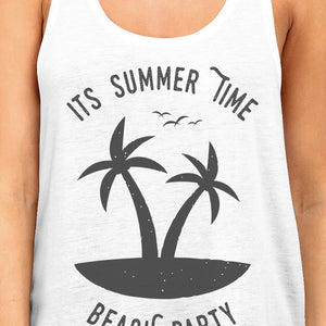 It's Summer Time Beach Party Womens White Tank Top