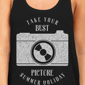 Take Your Best Picture Summer Holiday Womens Black Tank Top