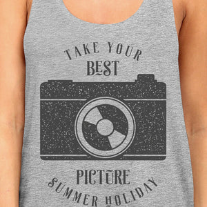 Take Your Best Picture Summer Holiday Womens Grey Tank Top