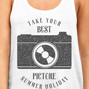 Take Your Best Picture Summer Holiday Womens White Tank Top