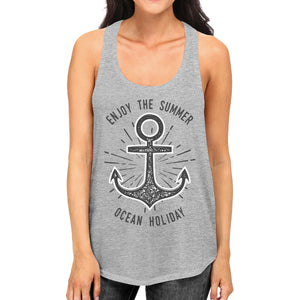 Enjoy The Summer Ocean Holiday Womens Grey Tank Top