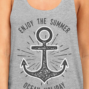 Enjoy The Summer Ocean Holiday Womens Grey Tank Top