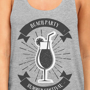 Beach Party Summer Festival Womens Grey Tank Top