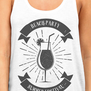 Beach Party Summer Festival Womens White Tank Top