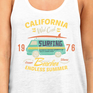 California Beaches Endless Summer Womens White Tank Top