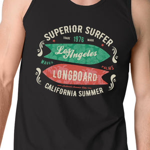 Superior Surfer Los Angeles Longboard Mens Black Tank Top