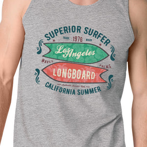 Superior Surfer Los Angeles Longboard Mens Grey Tank Top