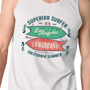 Superior Surfer Los Angeles Longboard Mens White Tank Top