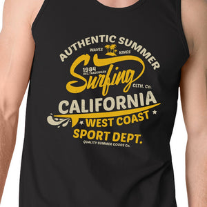 Authentic Summer Surfing California Mens Black Tank Top