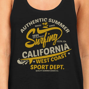 Authentic Summer Surfing California Womens Black Tank Top