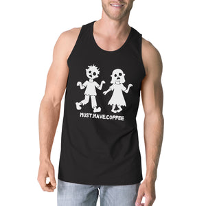 Must Have Coffee Zombies Mens Black Tank Top
