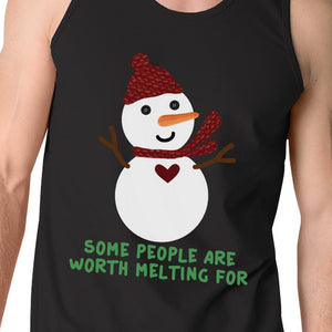 Some People Are Worth Melting For Snowman Mens Black Tank Top