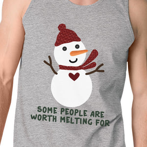 Some People Are Worth Melting For Snowman Mens Grey Tank Top