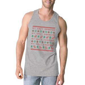 My Ugly Sweater Pattern Mens Grey Tank Top