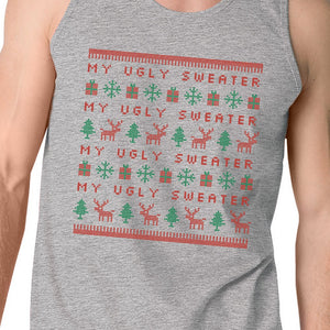 My Ugly Sweater Pattern Mens Grey Tank Top