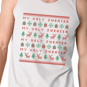 My Ugly Sweater Pattern Mens White Tank Top