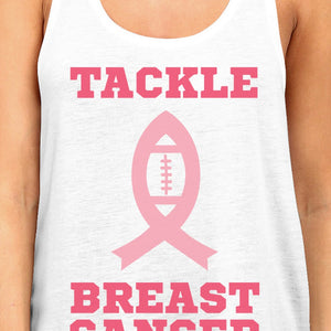 Tackle Breast Cancer Football Womens White Tank Top