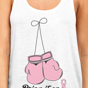 Bring It On Breast Cancer Awareness Boxing Womens White Tank Top