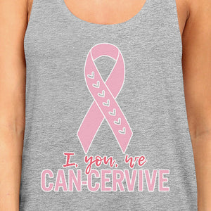 I You We Can-Cervive Breast Cancer Womens Grey Tank Top