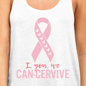 I You We Can-Cervive Breast Cancer Womens White Tank Top