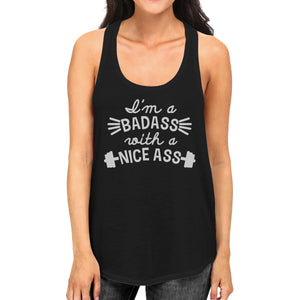 Bad Nice Ass Womens Funny Workout Tank Top Cotton Sleeveless Shirt