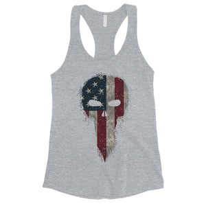 Vintage American Skull Womens Tank Top Cute 4th of July Outfits